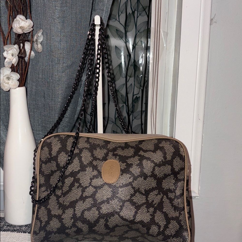 Yves Saint Laurent Tan and Black Patterned Bag
